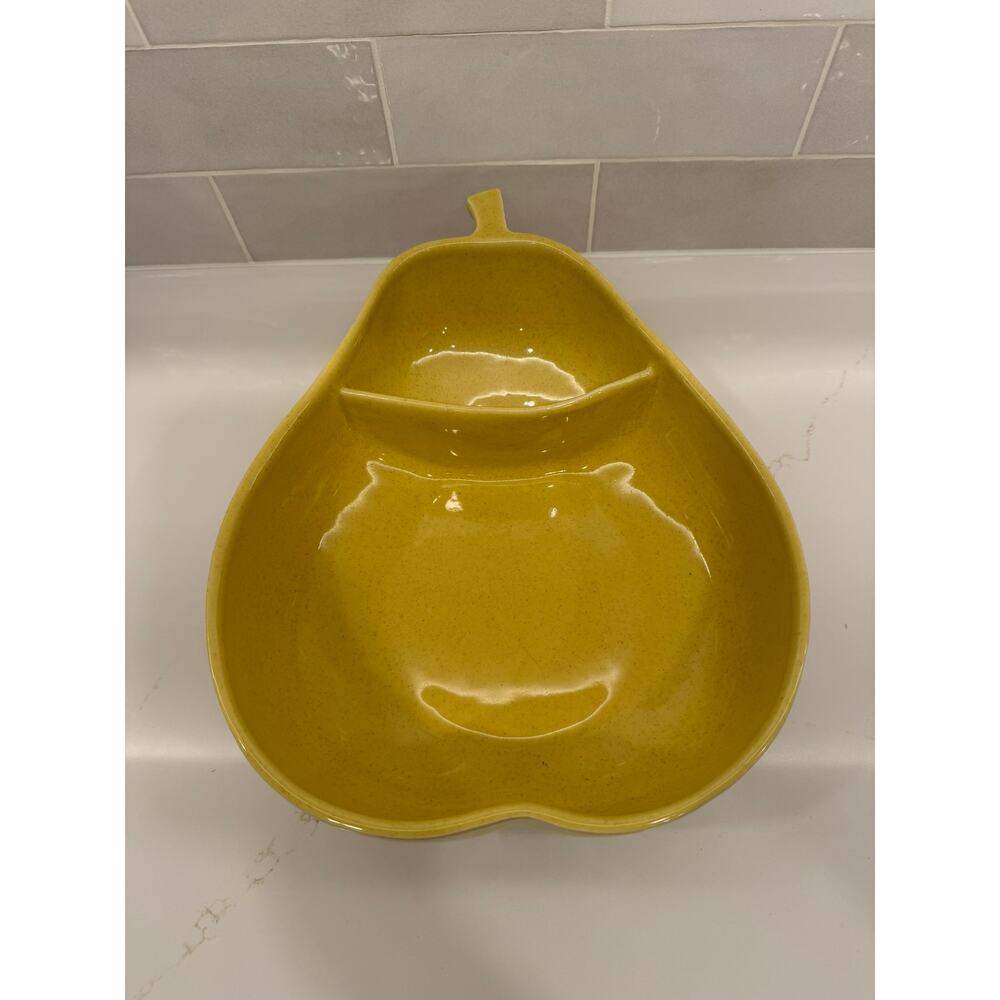 Vintage Pfaltzgraff Yellow Speckled Pear-Shaped Serving Bowl